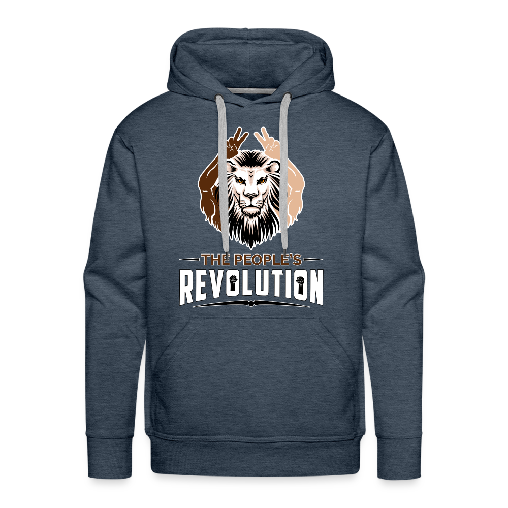 Men’s Premium Hoodie - White TPR Logo - heather denim