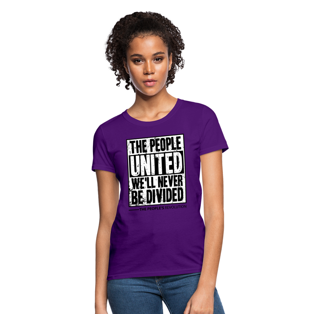 Women's Tee - The People, UNITED, We'll Never Be Divided - purple