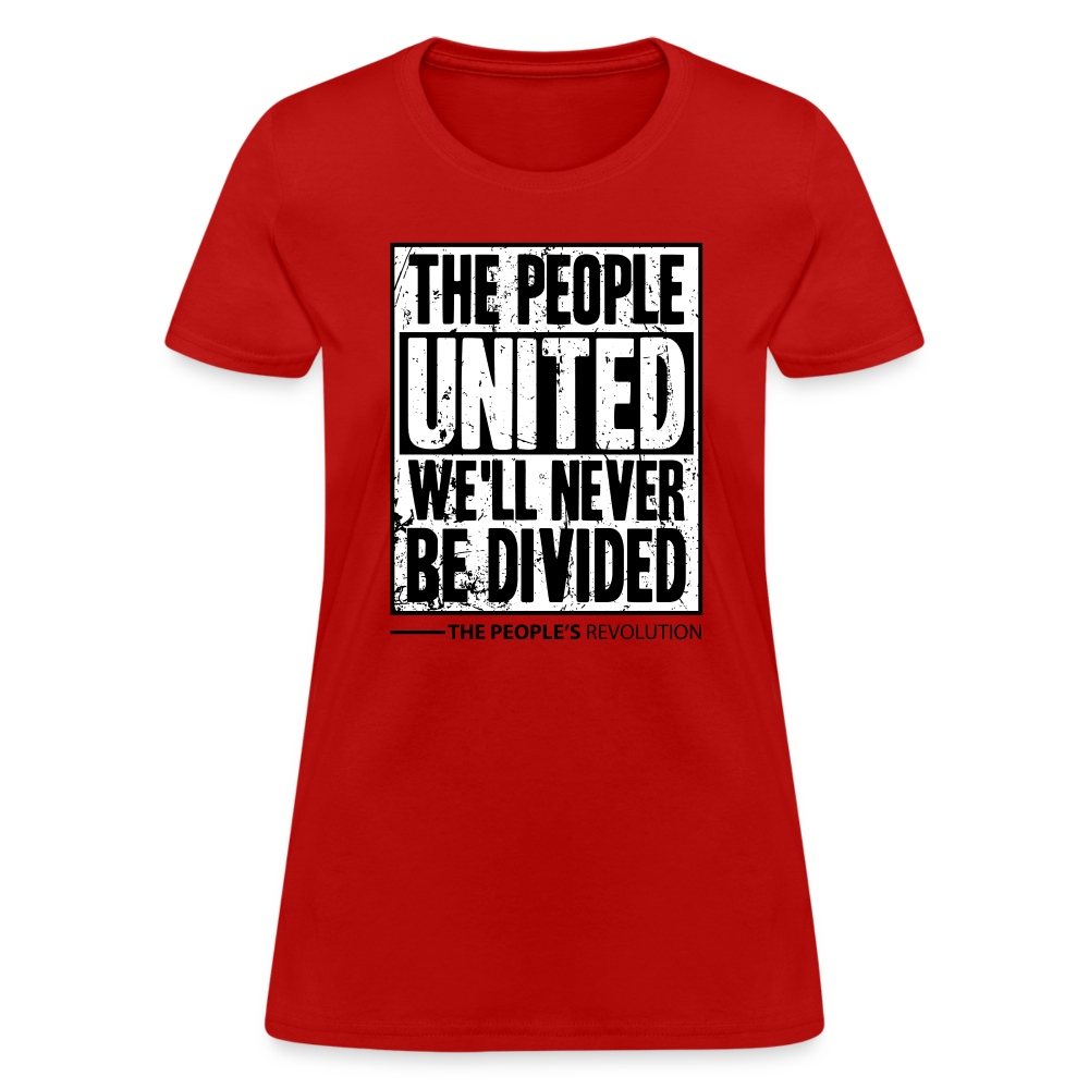 Women's Tee - The People, UNITED, We'll Never Be Divided - red