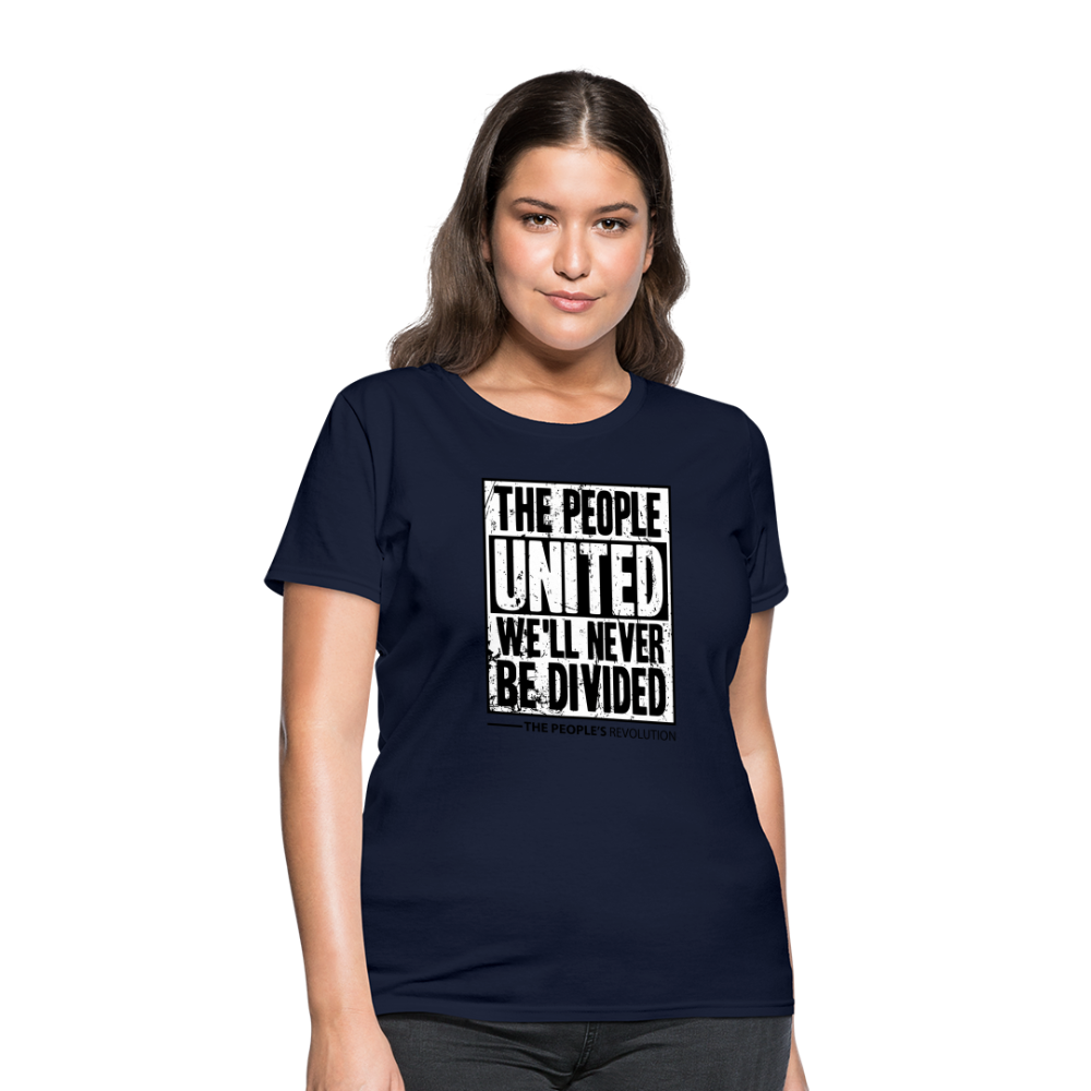 Women's Tee - The People, UNITED, We'll Never Be Divided - navy
