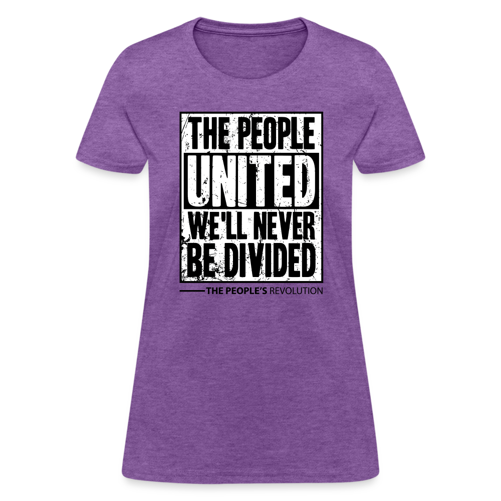 Women's Tee - The People, UNITED, We'll Never Be Divided - purple heather