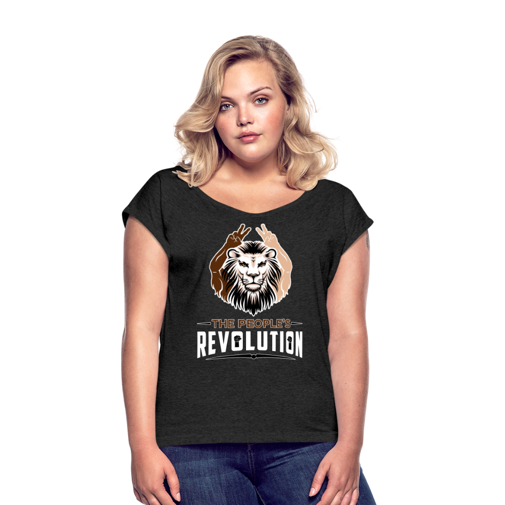 Women's Roll Cuff Tee - heather black