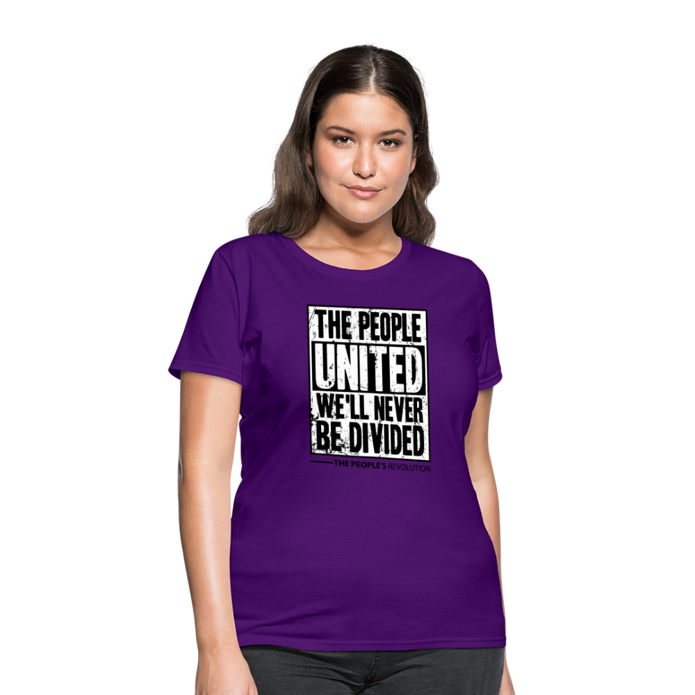 Women's Tee - The People, UNITED, We'll Never Be Divided - purple