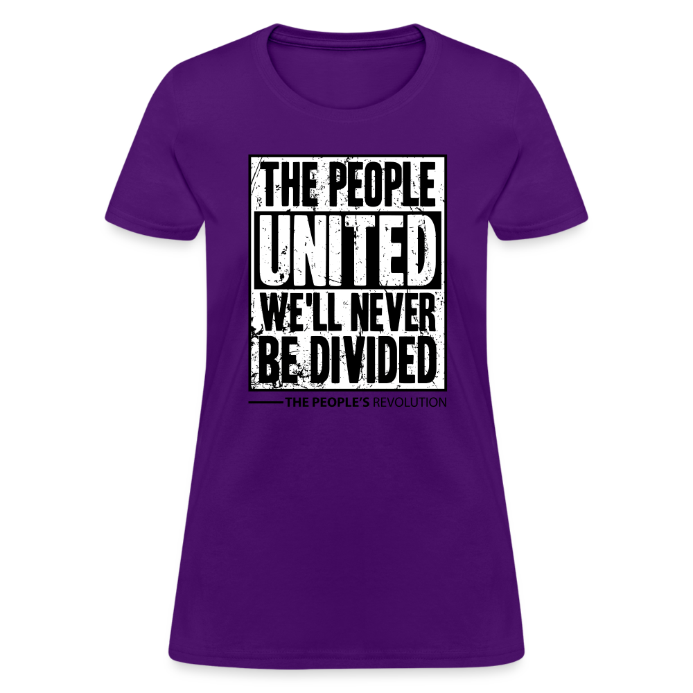 Women's Tee - The People, UNITED, We'll Never Be Divided - purple