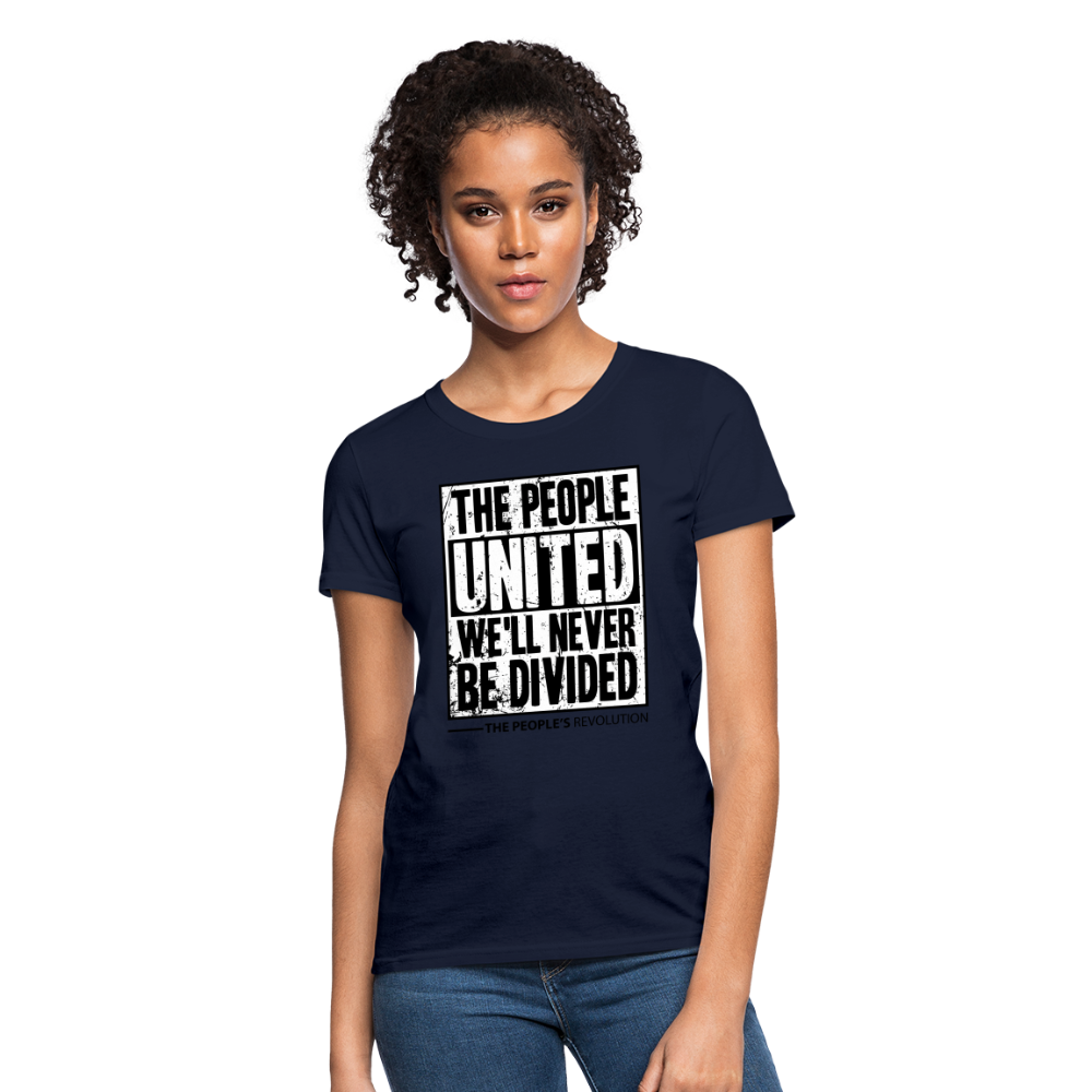 Women's Tee - The People, UNITED, We'll Never Be Divided - navy