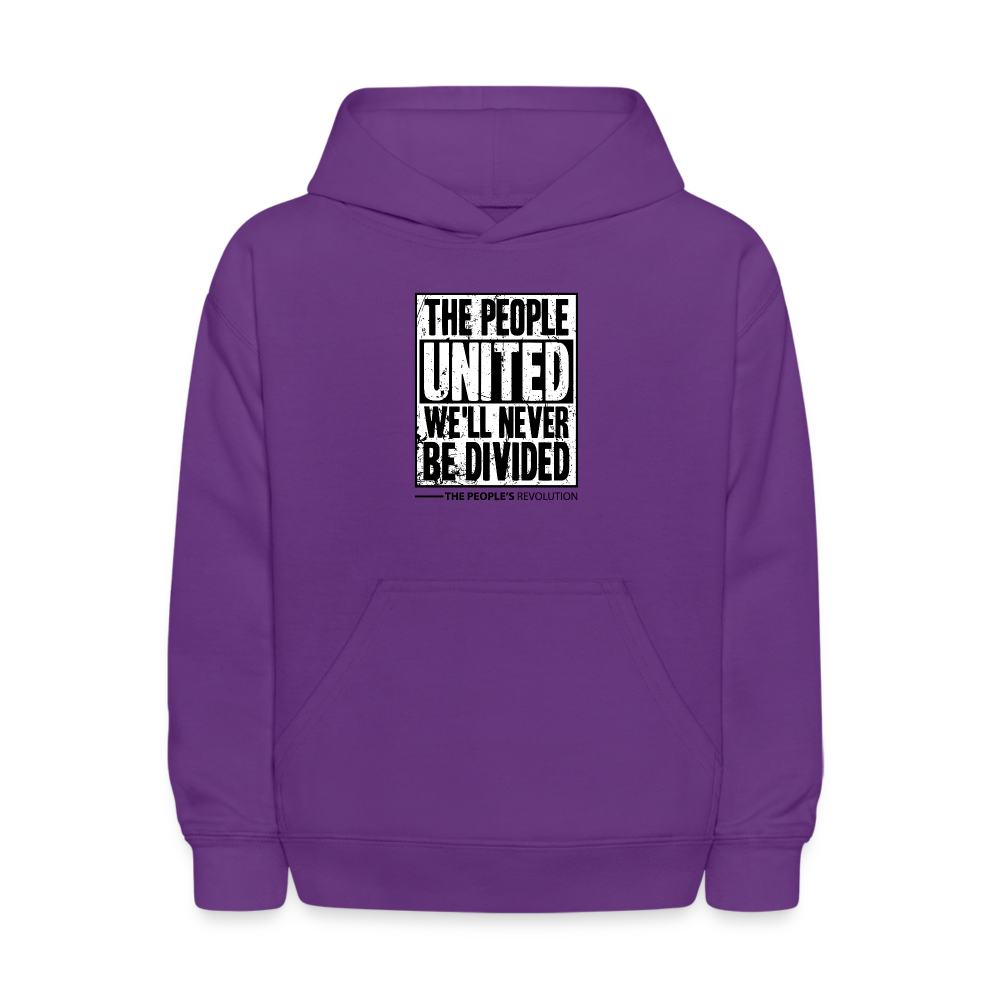 Kids' Hoodie - The People, UNITED, We'll Never Be Divided - purple