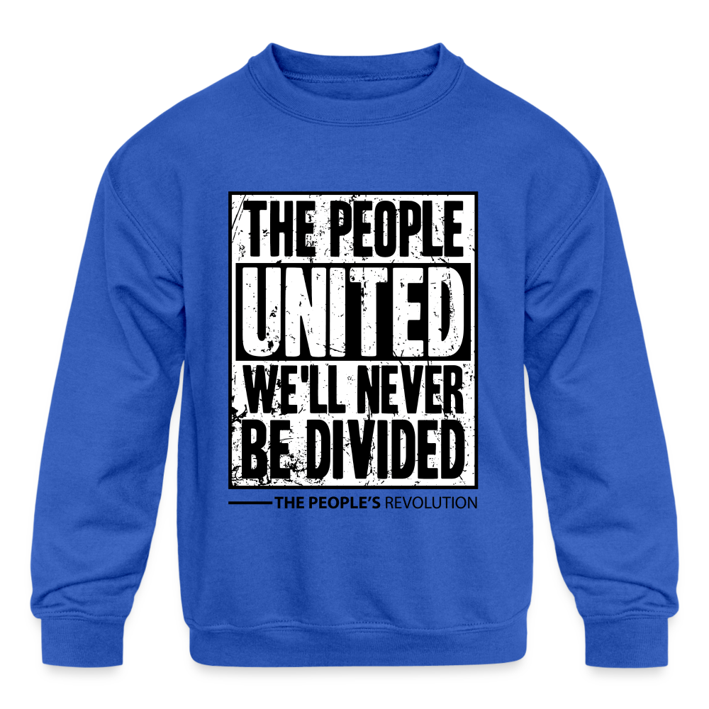 Kids' Sweatshirt - The People, UNITED, We'll Never Be Divided - royal blue